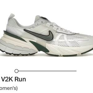 Nike V2K Run White and Dark Green Sneakers